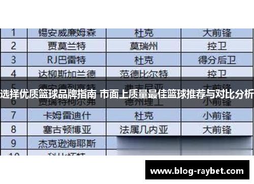 选择优质篮球品牌指南 市面上质量最佳篮球推荐与对比分析